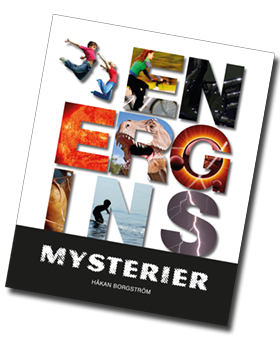 Omslaget till boken Energins mysterier där varje bokstav innehåller bilder kopplade till innehållet.